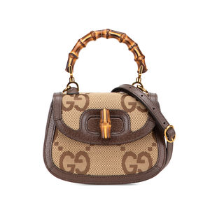 Pre-Loved Gucci Mini Jumbo GG Canvas 1947 Bamboo Top Handle Bag